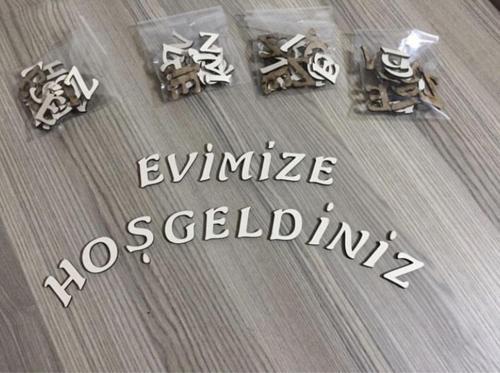Evimize Hoşgeldiniz Ahşap Harfleri Ebatları 3Cm 1 Set Fiyatı Krem Ahşap