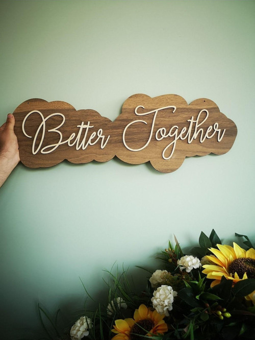 Dekoratif Ahşap Renk Better Together Yazısı