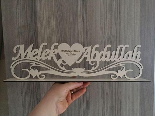 40 Cm Krem Ahşap Masa İsimliği Söz Nişan Masası Ahşap İsimlik