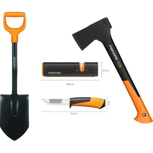 Solid Kürek + S-X10 Balta + Ağır İş Bıçağı + Balta ve Bıçak Bileyici Seti