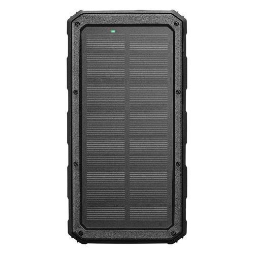 Sl-P120 12000mAh PRM 2-USB+Type-C+Micro Led Lamba+1.2W Solar Panelli Siyah Taşınabilir Power