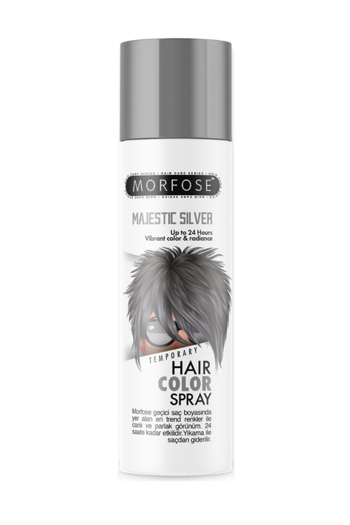 24 Saate Kadar Etkili Renkli Saç Spreyi Gri Majestic Silver 150 Ml