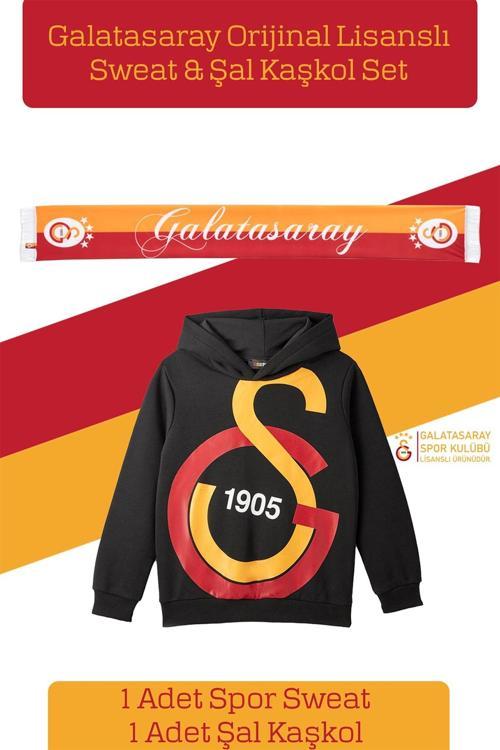 Orijinal Lisanslı Büyük Logo Çocuk Sweat + Şal Kaşkol Set