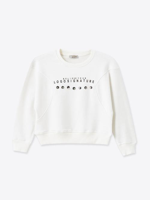Kız Çocuk Papatya Taşlı Sweatshirt
