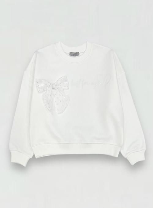 Kız Çocuk Fiyonk  Aksesuarlı Sweatshirt