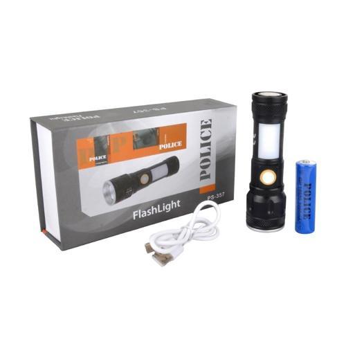 PS-357 Cob Led Zoom Şarjlı Şarjlı El Feneri