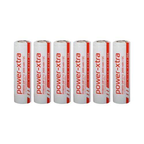PX18650-24P - 3.7V 2400 Mah Li-ion Şarjlı Pil - 12C - 30A  6 Lı Paket