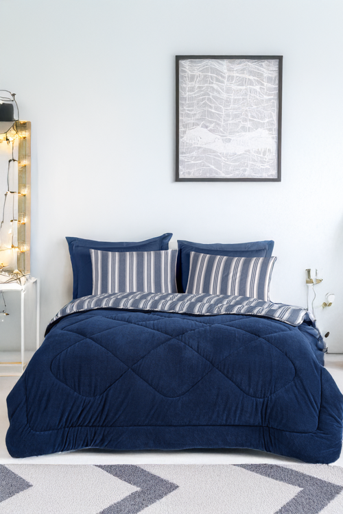 Comfort Set Yeni Nesil Wellsoft Yorganlı 2 Parça Tek Kişilik Soft Line Lacivert