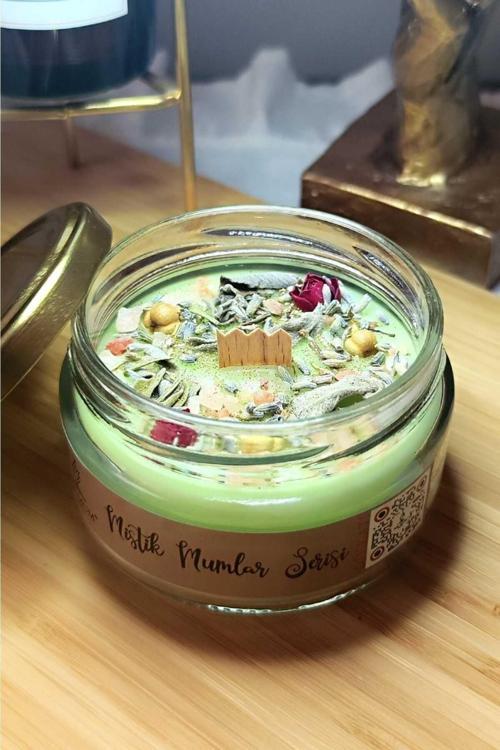 Dolunay Ritüeli Vanilya Kokulu Çağla yeşili Soya Mum 300 gr