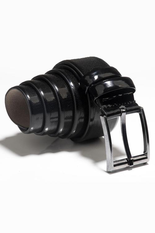 Siyah Erkek Nokta Desenli 3,5 cm Rugan Klasik Suni Deri Erkek Kemer 2104486