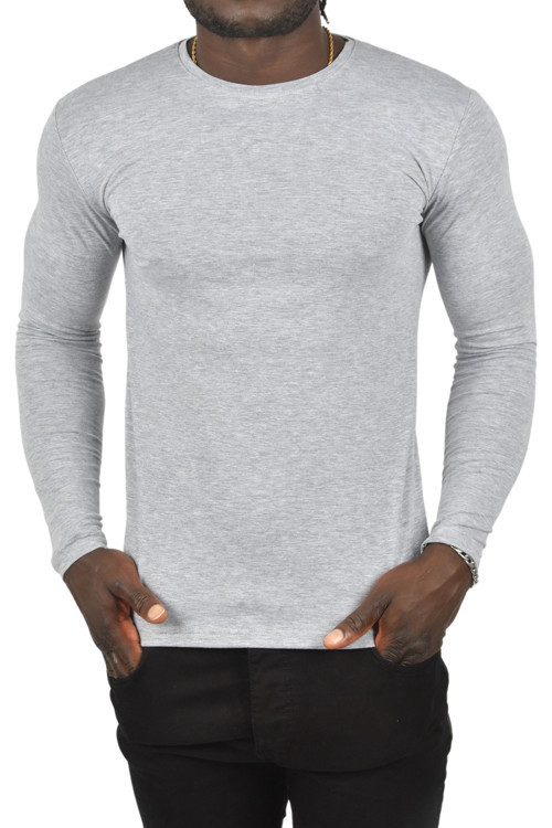 Erkek Gri Uzun Kollu Dar Kalıp Ince Sıfır Yaka Sweatshirt 2300423