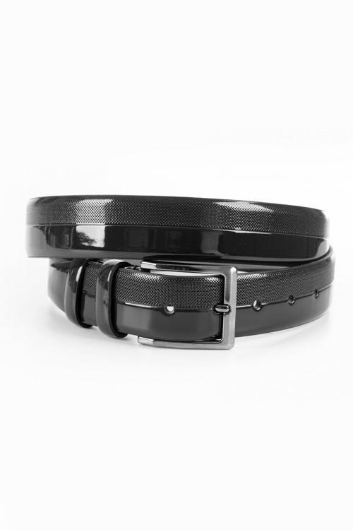 Erkek Siyah Nokta Desenli Kemer Rugan 3,5 cm Erkek Suni Deri Kemer 1801310