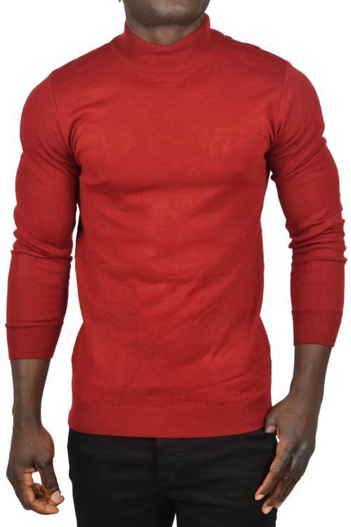 Erkek Bordo Yarım Balıkçı Yaka Tüylenmeyen İnce Triko Kazak 2505502