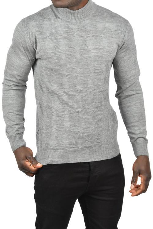 Erkek Antrasit Dar Kesim Baklava Desenli Yarım Boğazlı Yaka Triko Yarım Balıkçı Yaka Kazak 2505506