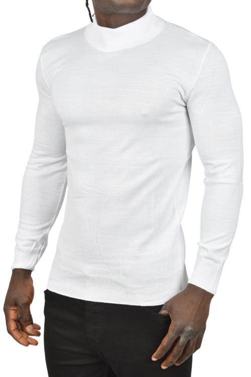 Erkek Beyaz Yarım Balıkçı Yaka Tüylenmeyen İnce Triko Kazak 2505502