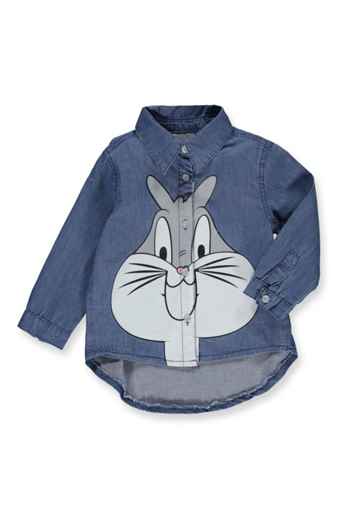%100 Cotton Bugs Bunny Baskılı Unisex Çocuk Gömlek