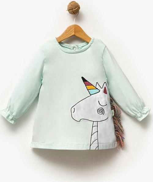 Kız Çocuk Unicorn Desenli Elbise
