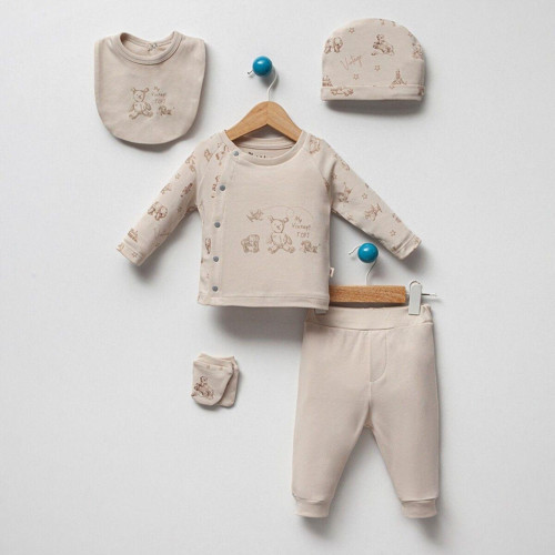 %100 Pamuklu Toys Erkek Bebek 5'Li Yeni Doğan Set