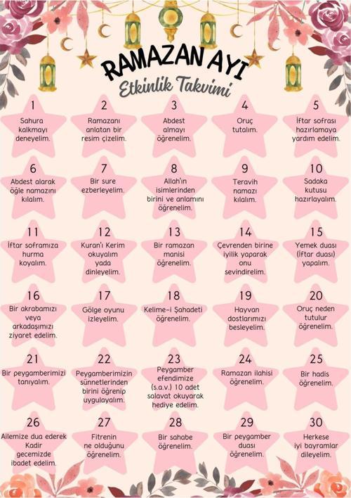 Ramazan Etkinlik Takvimi Pembe (21x29 cm)