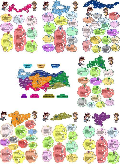 Şehirleri Öğreniyorum Eğitim Seti (Türkiye Bölgeler Haritası, Plaka Kodları, Gezi Rehberi)