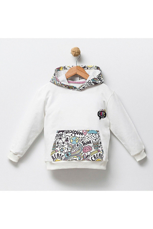 1-4 Yaş Kapüşonlu 2İp Baskılı Çocuk Sweatshirt