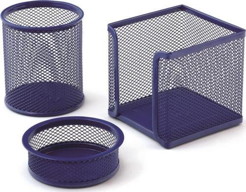 3 lü Masaüstü Perfore Set (Kalemlik + Küpnotluk + Ataçlık)