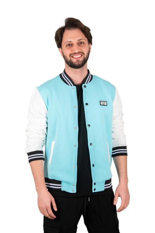 Erkek Açık Mavi Armalı Kol ve Beli Ribanalı Üç İplik Çıtçıtlı Kolej Mont 2304765