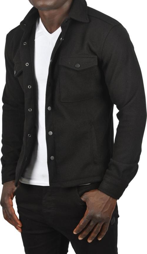 Erkek Siyah Dar Kesim Cepleri Kapaklı Çıtçıtlı İnce Kaşe Ceket Mont 2500559