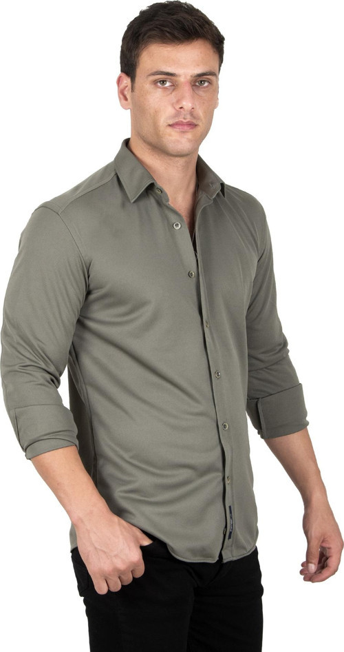 Erkek Haki Slim fit Örme Gömlek 2309480