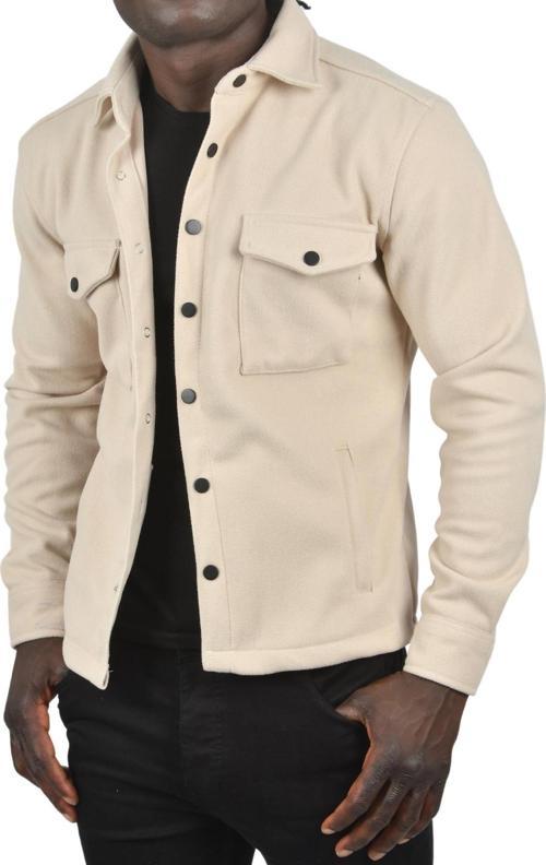 Erkek Krem Dar Kesim Cepleri Kapaklı Çıtçıtlı İnce Kaşe Ceket Mont 2500559