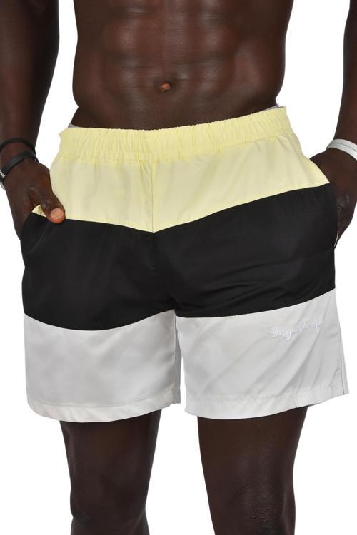 Erkek Sarı Hızlı Kuruyan File Astarlı Parçalı Deniz Şortu 2403002