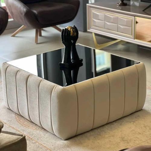 Kare Yarmalı 75X75 Orta Sehpa Camlı