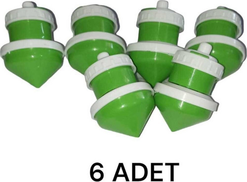 6 adet yeşil - beyaz plastik topaç