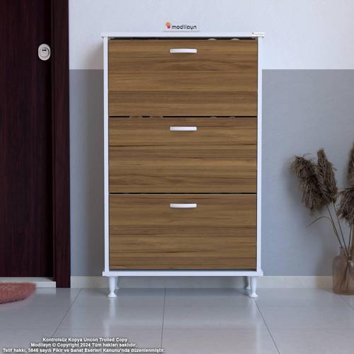 VARBİ Kapı Önü 52 x 119 x 25, 5 cm’ lik 3 Düşer Kapak 6 Göz Bölmeli Ayakkabılık