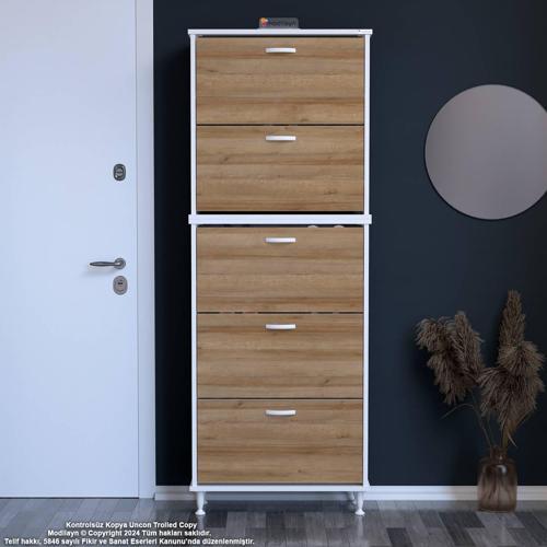 VARBİ UMAY' 2 Li Antre Hol 52 x193x 25, 5 cm’ lik 5 Düşer Kapak 10 Göz Bölme Ayakkabılık