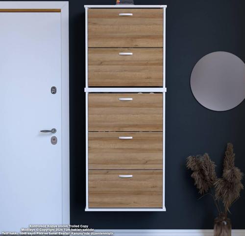 VARBİ UMAY' 2 Li Asma Antre 52x181x25, 5 cm 5 Düşer Kapak 10 GözAyakkabılık