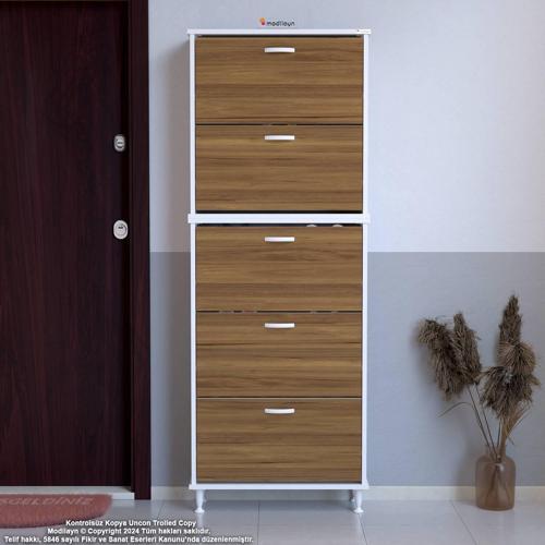 VARBİ UMAY' 2 Li Kapı Önü 52 x193x 25, 5 cm’ lik 5 Düşer Kapak 10 Göz Raf Ayakkabılık