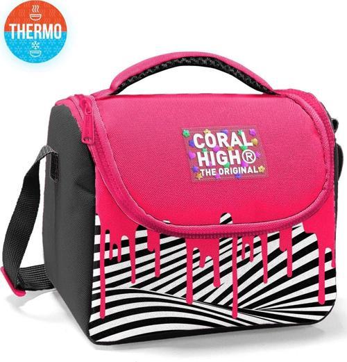 Kids Pembe Siyah Beyaz Desenli Thermo Beslenme Çantası 22778