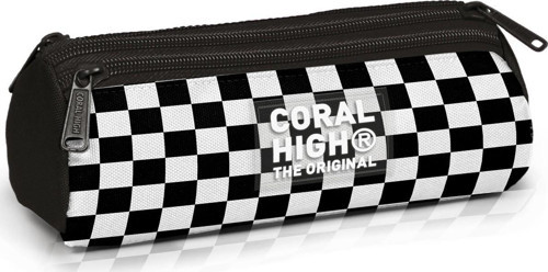 Kids Siyah Beyaz Dama Desenli Üç Bölmeli Kalem Çantası 11177