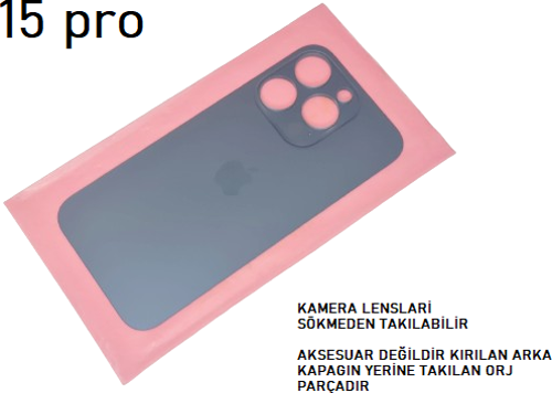 iPhone 15 PRO Arka Pil Batarya Kapağı (CAM) MAVİ