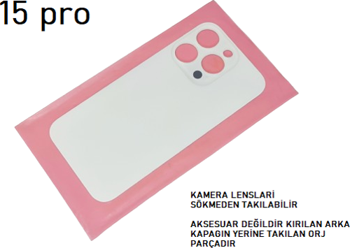 iPhone 15 PRO Arka Pil Batarya Kapağı (CAM) BEYAZ