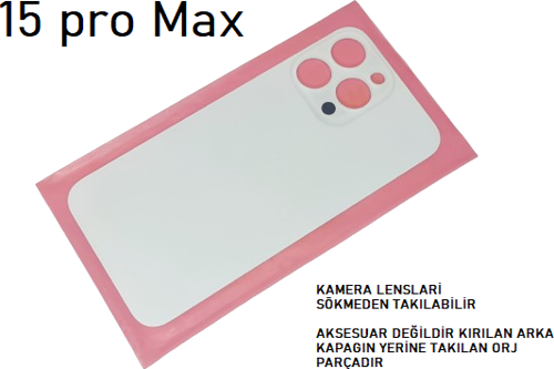 iPhone 15 PRO MAX Arka Pil Batarya Kapağı (CAM) BEYAZ