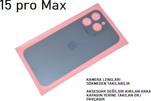 iPhone 15 PRO MAX Arka Pil Batarya Kapağı (CAM) MAVİ