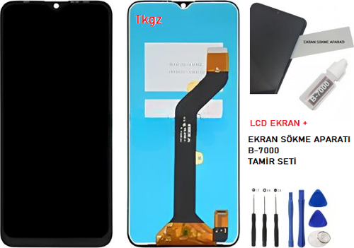 - Tecno Spark 6 GO Lcd Ekran Dokunmatik -A- Kalite + B-7000 + TAMİR SETİ
