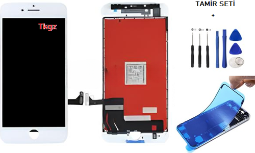 - iPhone 8 Lcd Ekran Dokunmatik -A- Kalite + TAMİR SETİ + TOZ BANTI BEYAZ