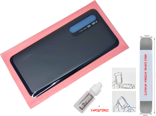 Xiaomi Mi NOTE 10 Lite Arka Kapak CAM SİYAH + B-7000 - SÖKME APARATI