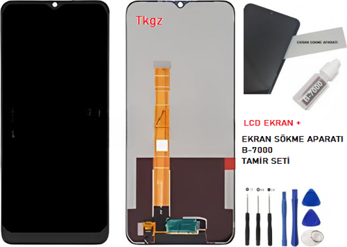 - Oppo Realme C21Y Lcd Ekran Dokunmatik -A- Kalite + B-7000 + TAMİR SETİ