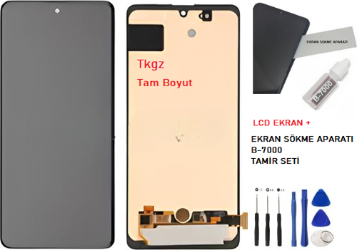 - Samsung Galaxy A71 - SM-A715 Uyumlu Lcd Ekran Dokunmatik Orijinal + B-7000 + TAMİR SETİ