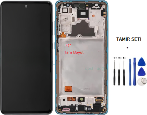 - Samsung Galaxy A72 - SM-A725 Uyumlu Lcd Ekran Dokunmatik Orijinal ÇITALI MAVİ + TAMİR SETİ