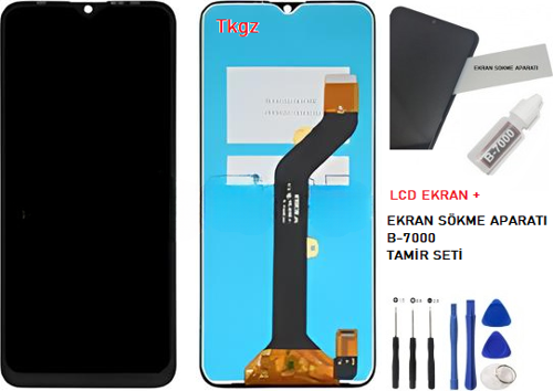 - Tecno Spark 7T Uyumlu Lcd Ekran Dokunmatik Orijinal + B-7000 + TAMİR SETİ
